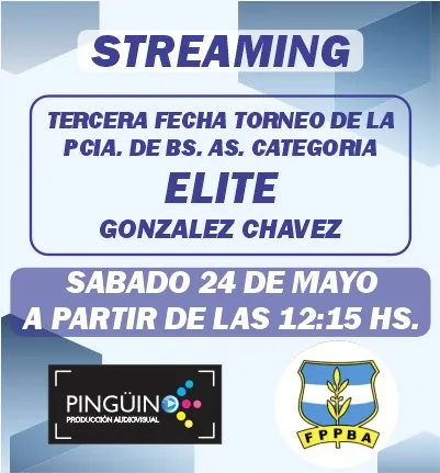 STREAMING - FECHA 3 - TORNEO DE LA PCIA. DE BS. AS. CATEGORIA ELITE - VER DESCRIPCIÓN