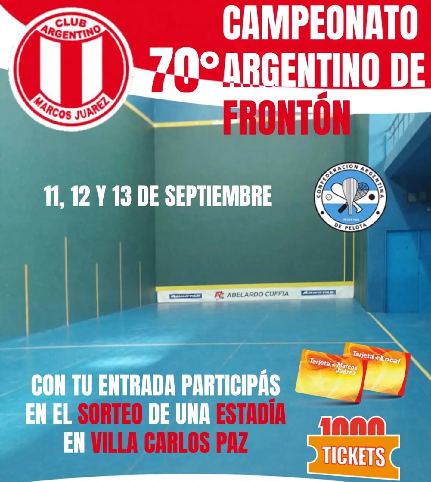 PREVENTA ABONO - 70 CAMPEONATO ARGENTINO DE FRONTON